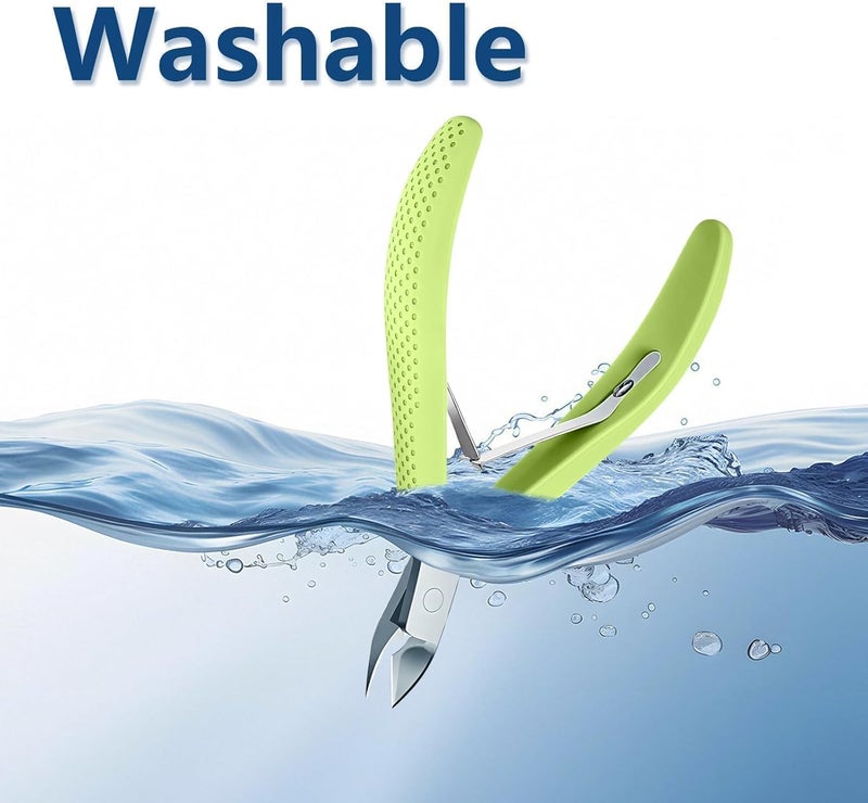 Criyar Fine Edge Cuticle Trimmer & Nippers, Scissor, Silicone Handle Nail Tools for Precise Removal, Durable Washable Cuticle Cutter & Remover Nail Clippers (Green 1PC) - Image 2